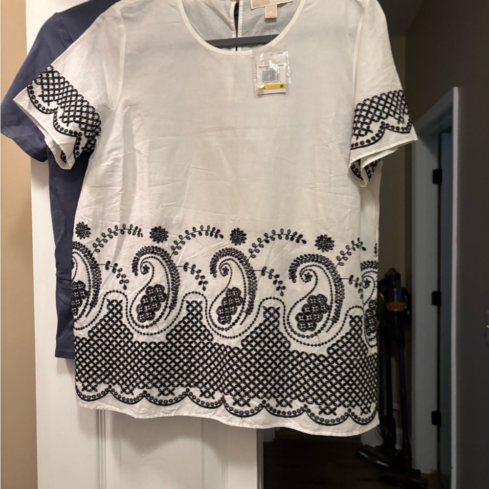 Michael Kors Boxy Blouse in White and Black